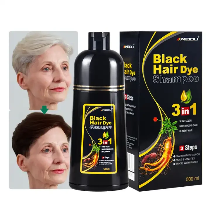 Wholesale Price Private Label Changing Gray Hair Color to Black Ammonia Free Herbal Dye Shampoo