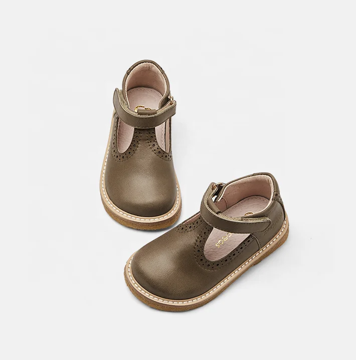 Cute Children Shoes Vintage Leather Toddler T-Bar School Dress Shoes for Girls