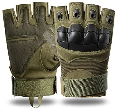 Factory Wholesale Combat Training Olive Green Half-finger Gloves High Performance Comfortable Custom Mil Tactical Gloves