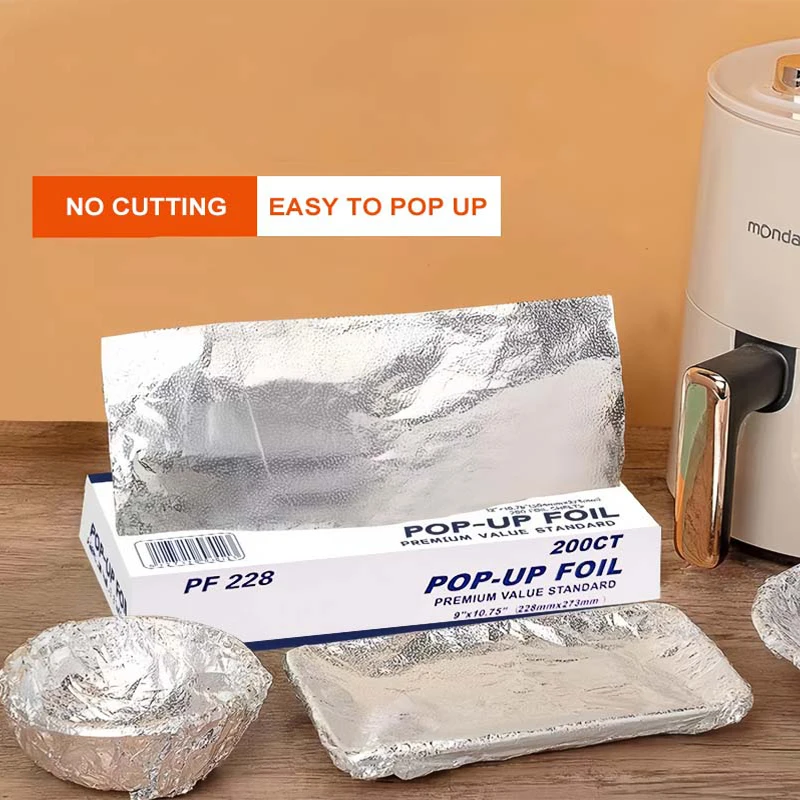 High Quality Wholesale 10.6*9inch Rectangular Shape Colour Printing Aluminum Foil Wrapping Paper Sheet Pop up Household Tin Foil