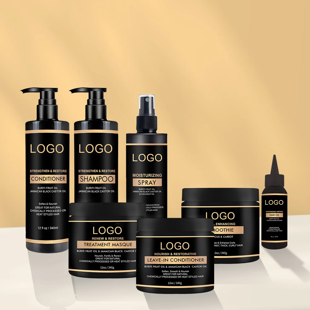 2023 popular private Jamaica black castor oil hair care product STRENGTHEN & RESTORE OIL shampoo and conditioner