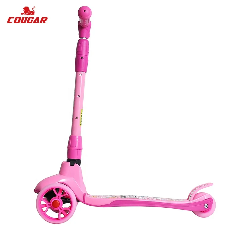 MHBC-011 Cougar Illuminating Wheels Adjust Fold Scooter Balance Training Foot Kick Scooters For Kids Boys Girls