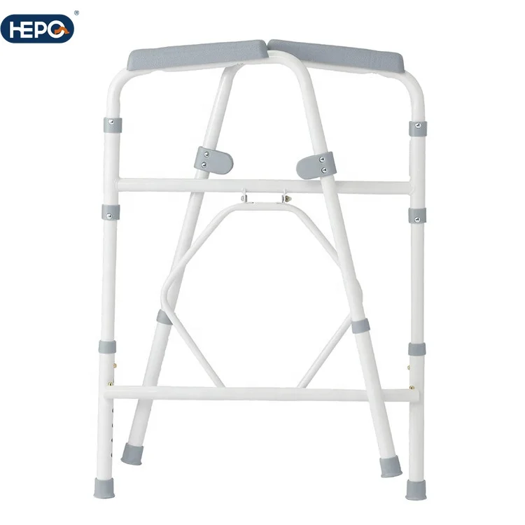 HEPO LQX050004F Medical Grey Folding Steel Bedside Commode Chair Portable Toilet 350 Pound Weight Capacity with 7.5 Qt. Bucket