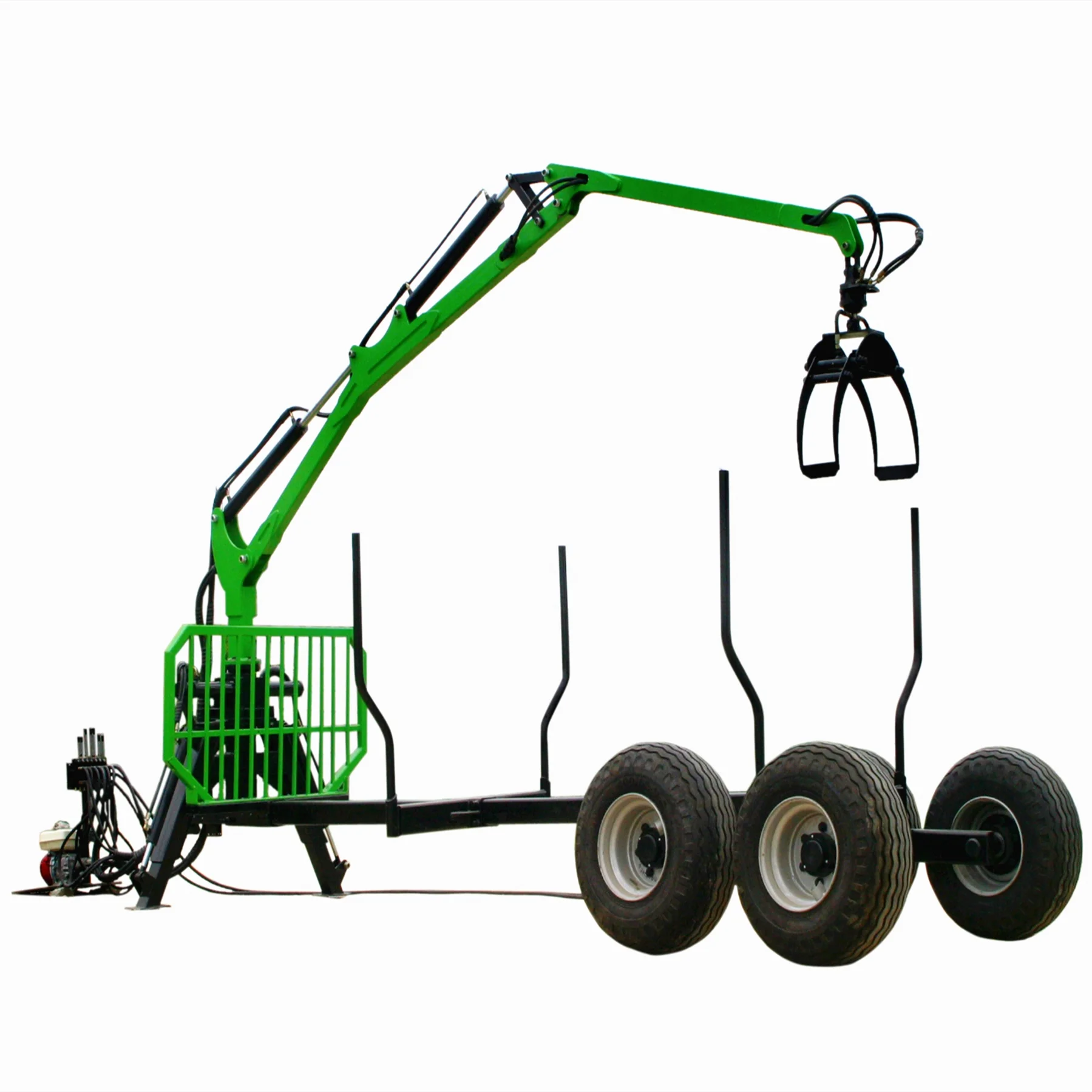 8ton log trailer with crane for tractor