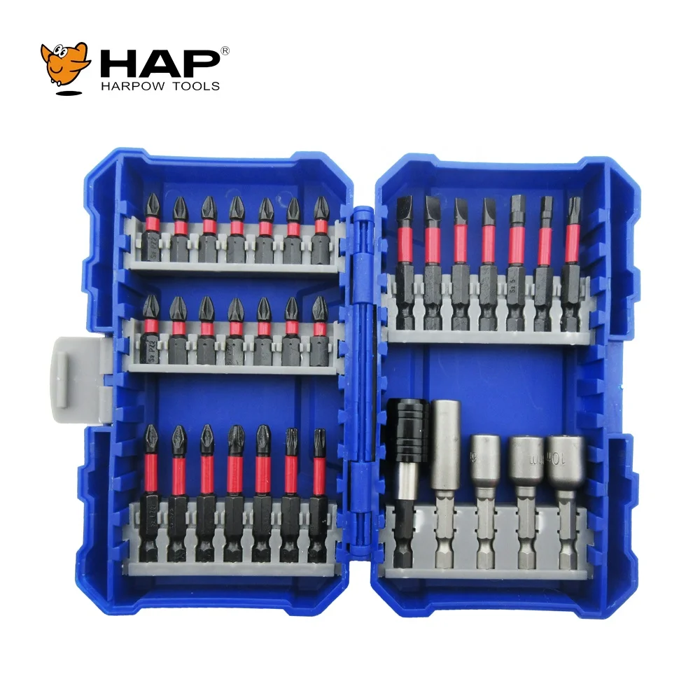 Hand Tool Set PH SL S2 Color Coded Screwdriver Bit Set 33PCS Bit Set With Bit Holder Nut Setter