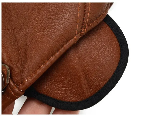 new fashion beret hats for men sheepskin real leather Visor Beret Ivy hat newsboy hat with earflap for winter
