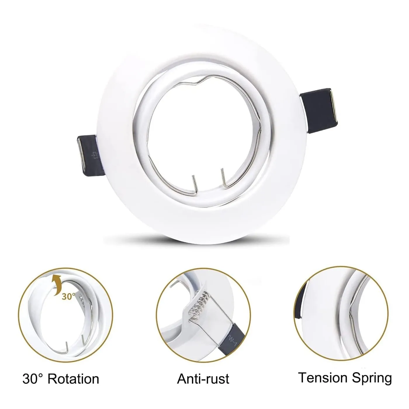 LED Recessed Spotlights GU10 Swivelling Recessed Lights Frame White Round Mounting Frame 230 V Spotlights with Socket for  LED