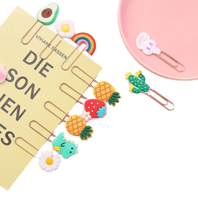 Factory Custom Durable Paperclip Cartoon Soft PVC 3D Paper Clip Bookmark