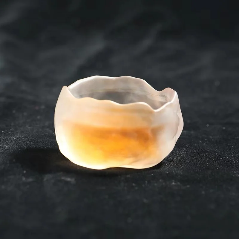 Hot pink clear frosted tea glass custom colored teacup set