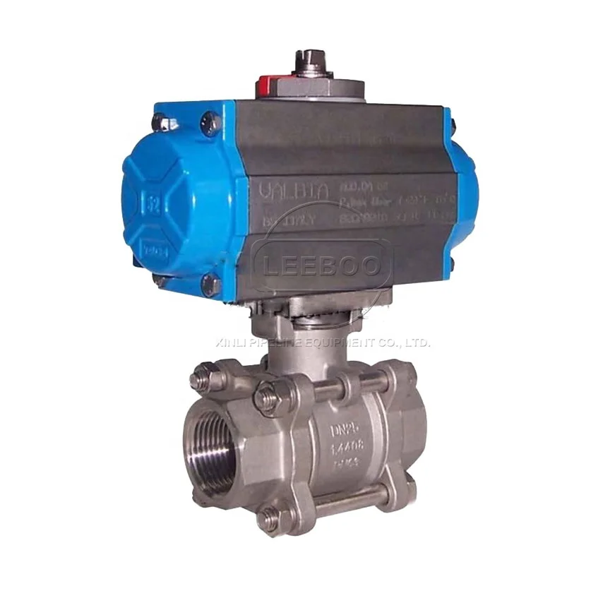 3 inch 4 inch Various Sanitary stainless steel 1000psi 3 PC 3 way 2 way ball valves with pneumatic actuator