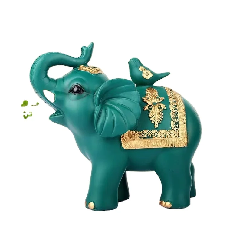 ODM OEM Customized Desktop Ornaments Elephant Ornaments Animal Sculptures Gold plated Elephant Statues Resin Crafts Customized