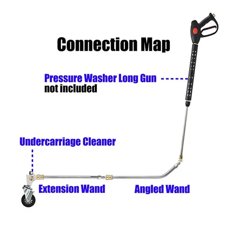 Pressure Washer Undercarriage Cleaner, Under Car Washer Water Broom with 13 Inch Extension Wand and 45-Degree Angled Wand