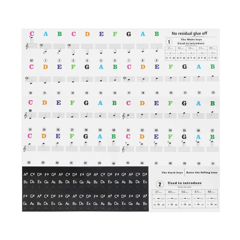 
Custom Logo Piano Keyboard Stickers for 37/49/54/61/88 Keys Removable Piano Key Stickers for Beginners Kids 