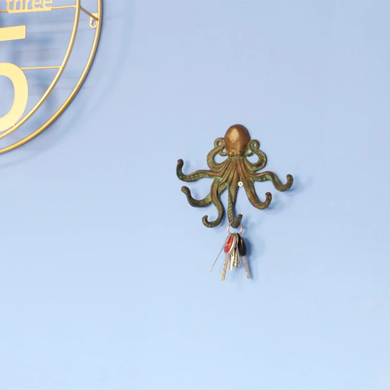 Octopus Shaped Wall Hangers Hooks in Iron Metal Hooks for Clothes Hanger Octopus Hook Home Decoration