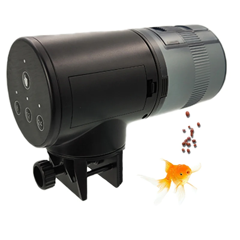 Customized CY-069A Black Rounded Aquarium Fish Feeder for Fish Tank with Smart Time Setting