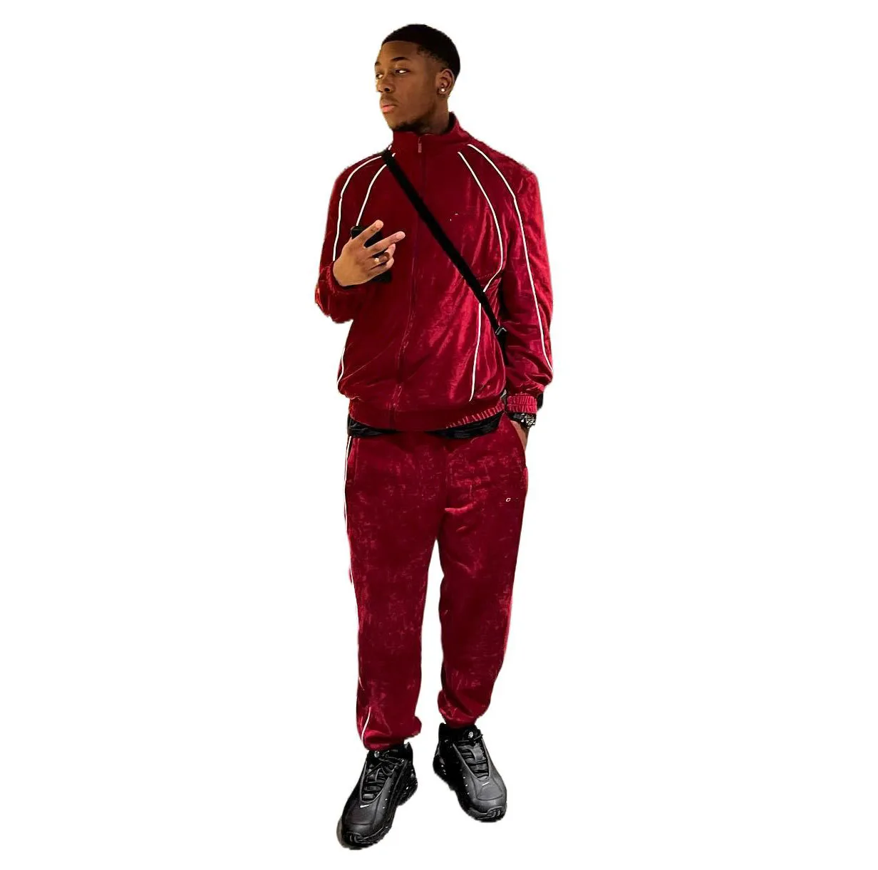 OEM polyester private label reflective track suits velour custom velvet tracksuit