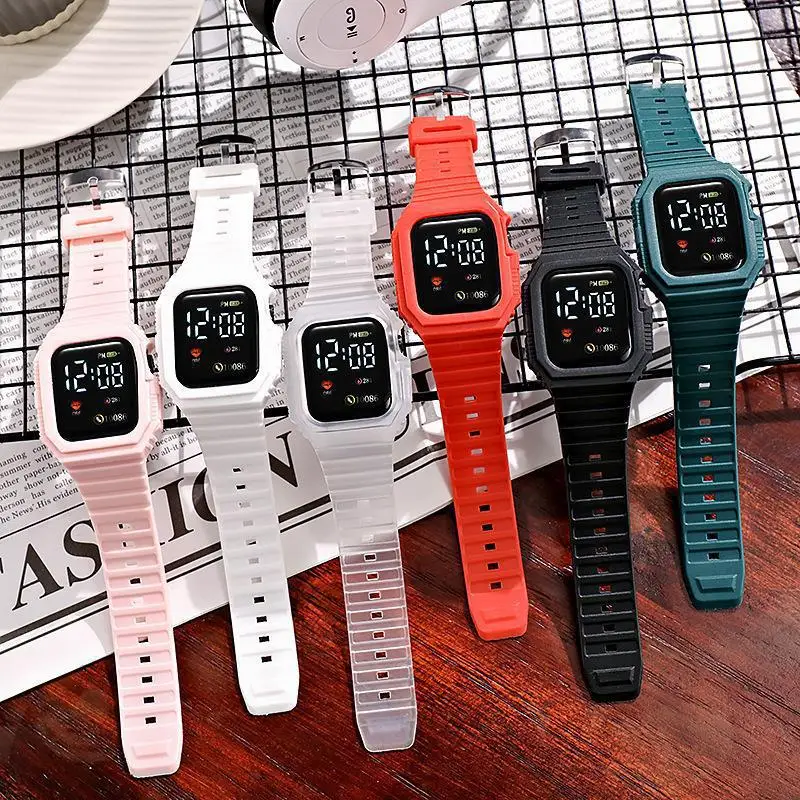 2022 New Square LED Watches Fashion Sports Primary and Secondary School Kids LED Digital Electronic Watch