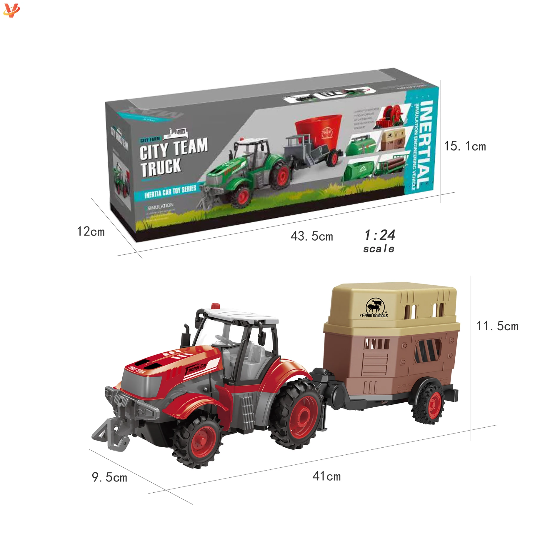 Alloy Small toys Diecast Children 1:24 trailer vehicle toy farmer sprinkler truck Friction Farm Tractor Vehicles