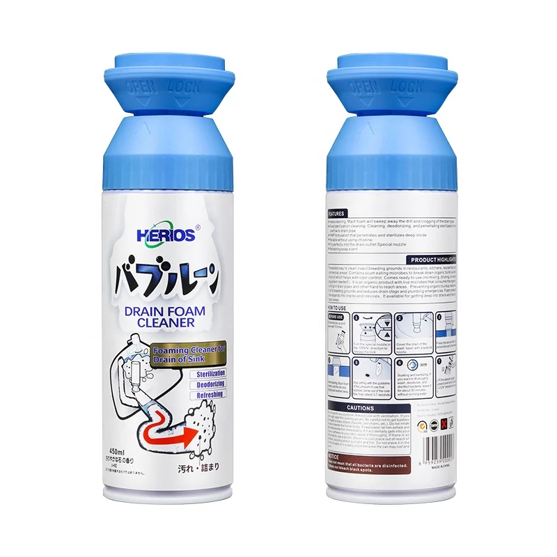 EU and USA Formula Standard of Sink and Drain Foam Cleaner Pipe Deodorant Spray Manufacturer