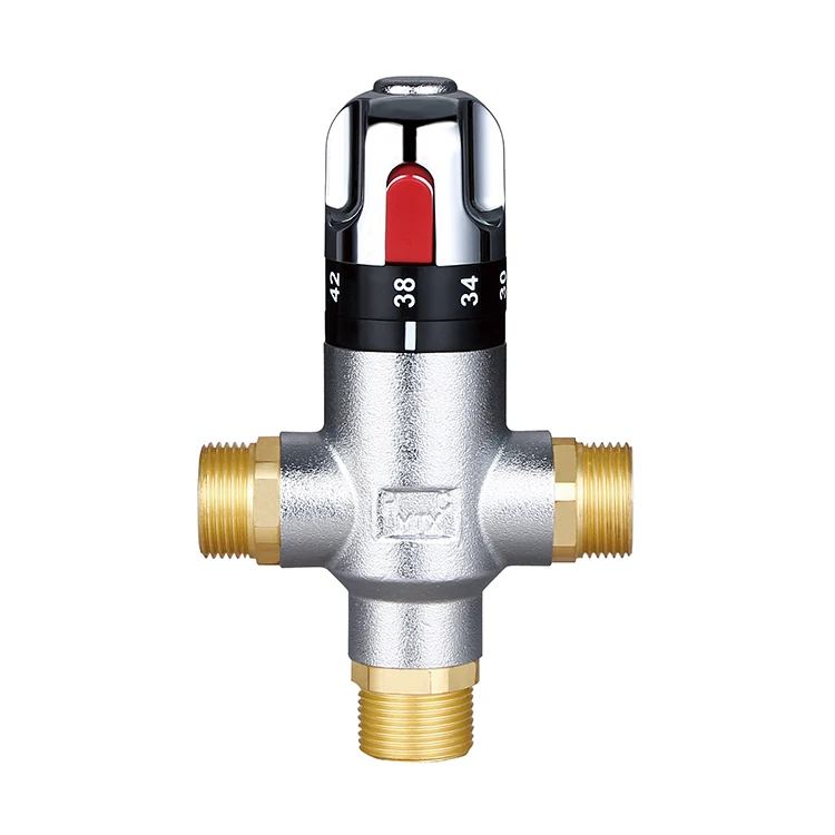 SANIPRO Thermostatic Valve G1 Electroplated Copper Mixing Control Valves for Solar Heating System Water Pipe Bathroom Kitchen