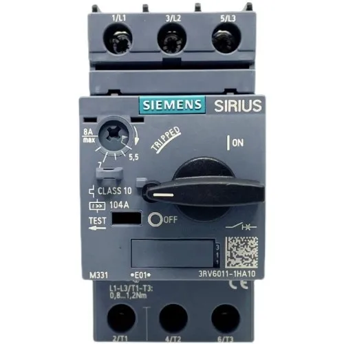 Автоматический выключатель двигателя Siemens 3RV6011-1DA15 для защиты двигателя, резьбовое соединение, стандартная коммутационная способность 2,2-3.2A