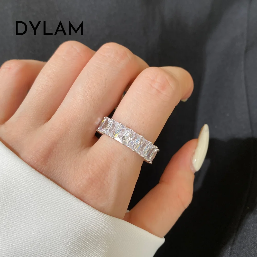 Dylam Tarnish Free Luxury elegant Weeding Series Hot Sale Rhodium and gold plated Zircon 925 sterling silver Rings for Marriage