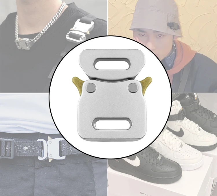 20mm custom logo engraved metal side release buckle small Metal Decorative Buckle waist adjuster buckle