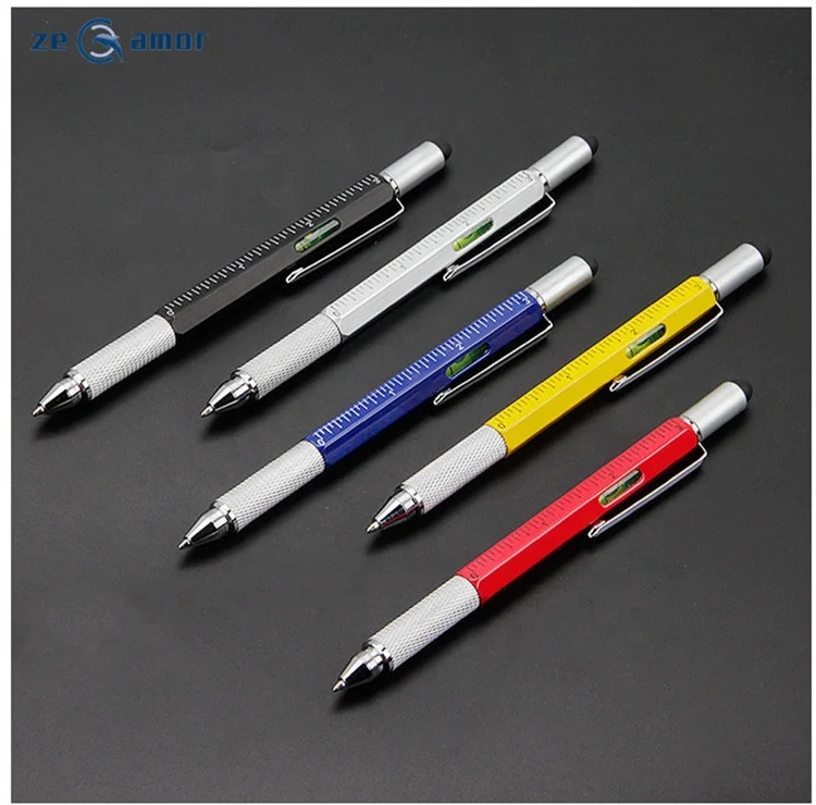 Zeamor Multi Tools 5 in 1 Active Stylus Phone Screen Ruler Gradienter Level Screwdriver Multifunction Ballpoint Pen