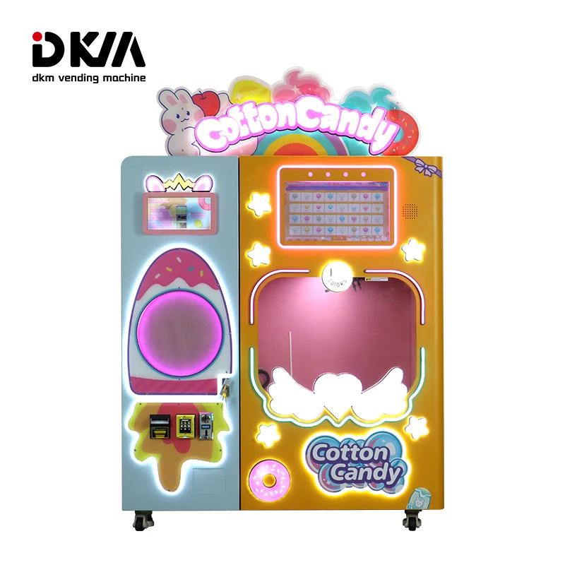 DKM Hot Selling Commercial Robot Fully Automatic Sugar Cotton Candy Floss Vending Machine