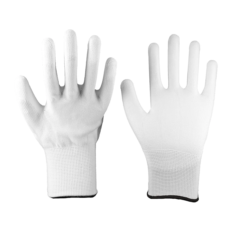 Hot Selling White Nylon Pu Coated Nylon Gloves Construction Work Safety Pu Work Gloves Thin Work Gloves