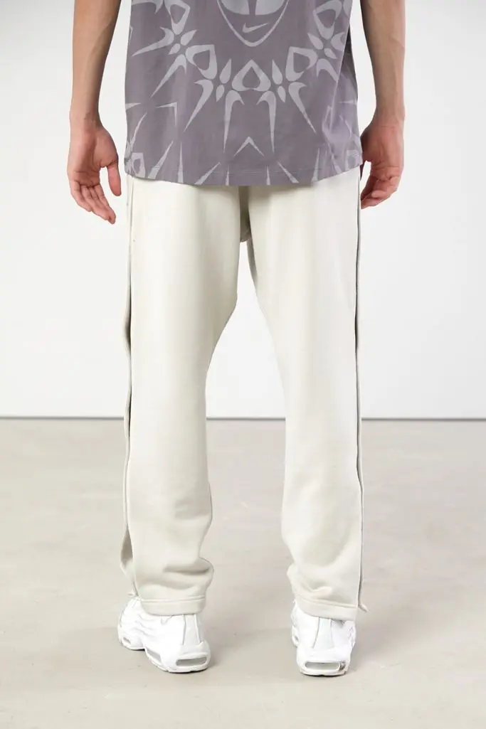 MGOO Side snap button white jogger Custom embroidery sweat tracksuit pant