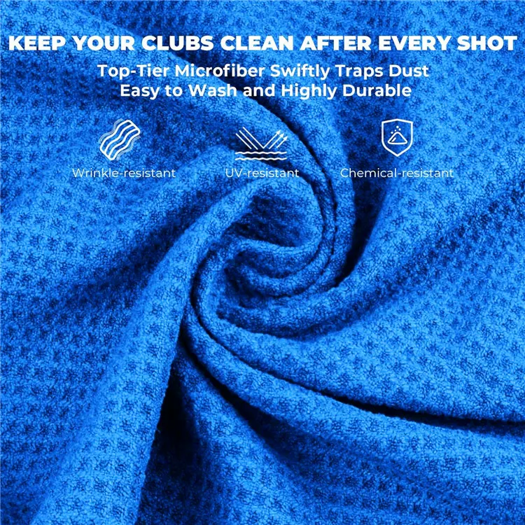 Wholesale waffle microfiber golf towel personalized logo quick dry sports towel with clip and beach towel