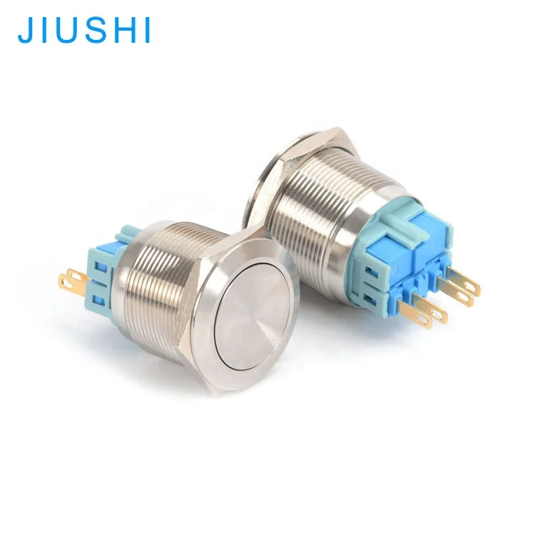 A25-11T type Flat head push button waterproof hole diameter 25mm 4pins button latching push button switch Wenzhou
