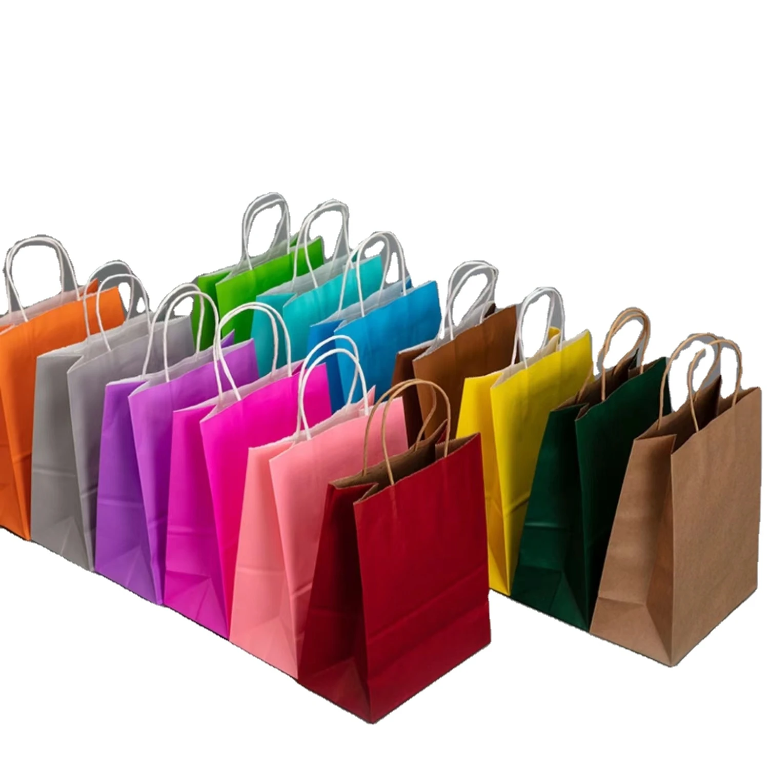 customised paper bag shopping packaging strong handle kraft paper bag for clothing shoes grocery