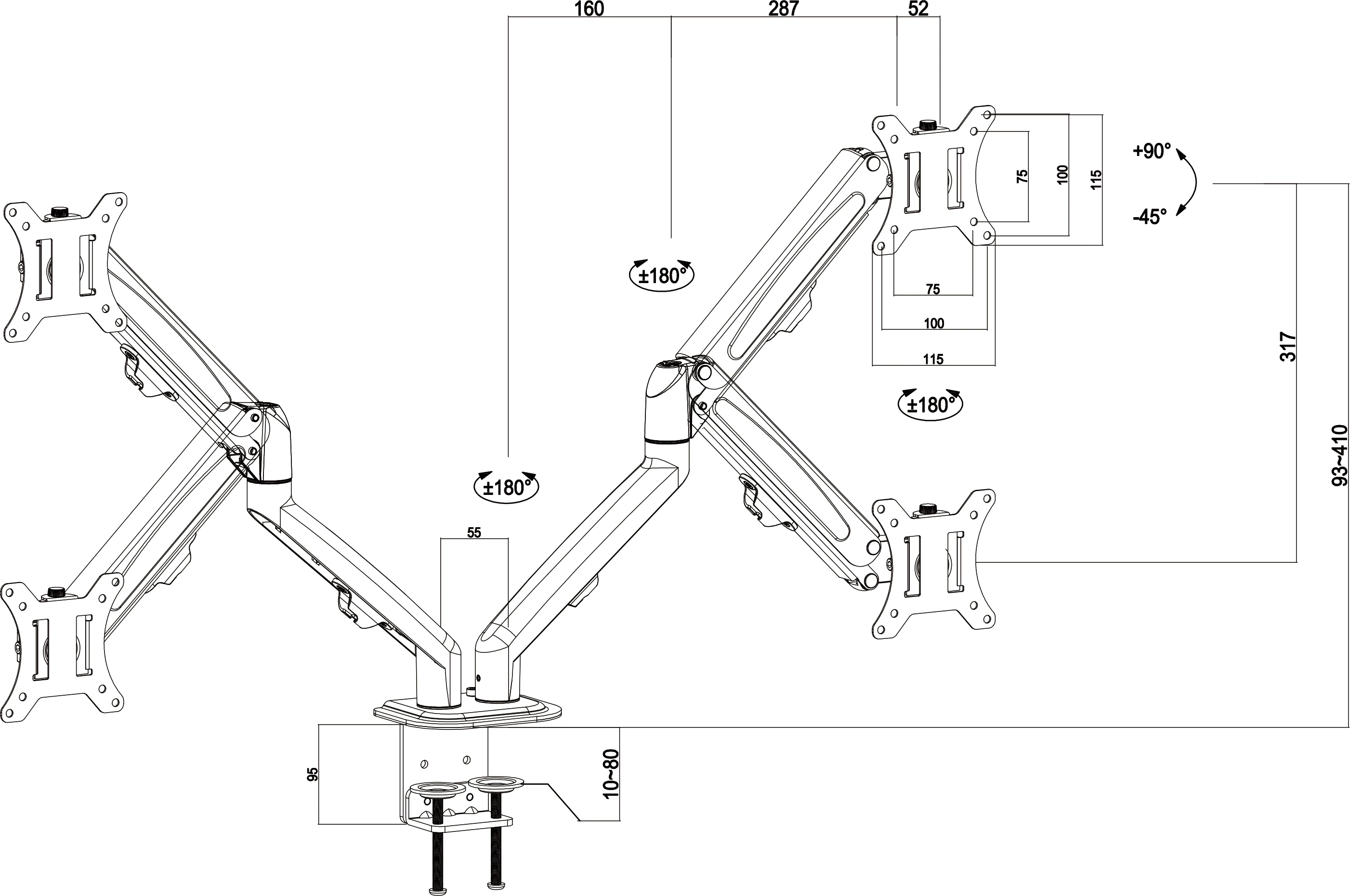 monitor arms desk mount desk medical dual rack monitor wall mount bracket mount monitor