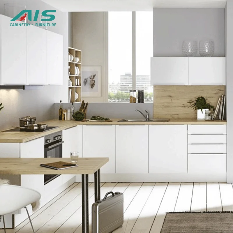 Ais PVC kitchen furniture cabinets with sink made in china  WHITE COLOR modular small kitchen cabinet  set with sink for home