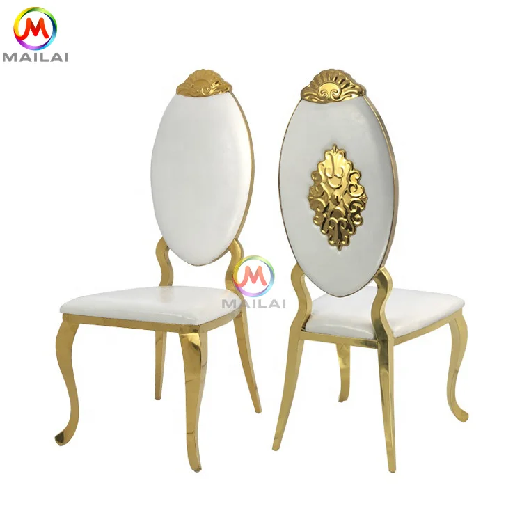 Wholesale Events Chairs Golden Wedding Stainless Steel Dining Chair Hotel Used Banquet Furniture