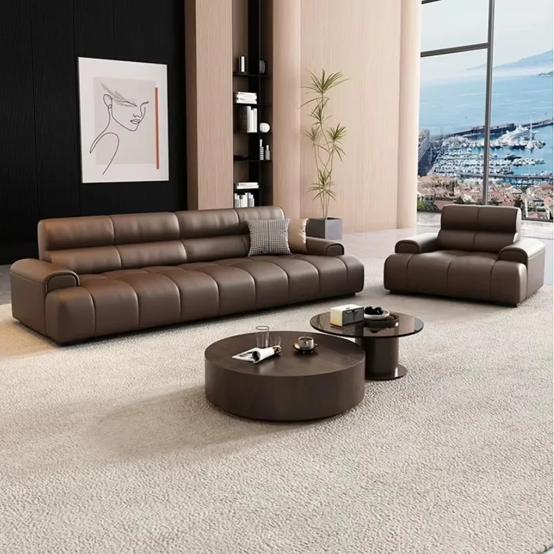 Sofa Set Luxury Home Furniture Italian Leather Brown Fabric 3 Seater Sofas