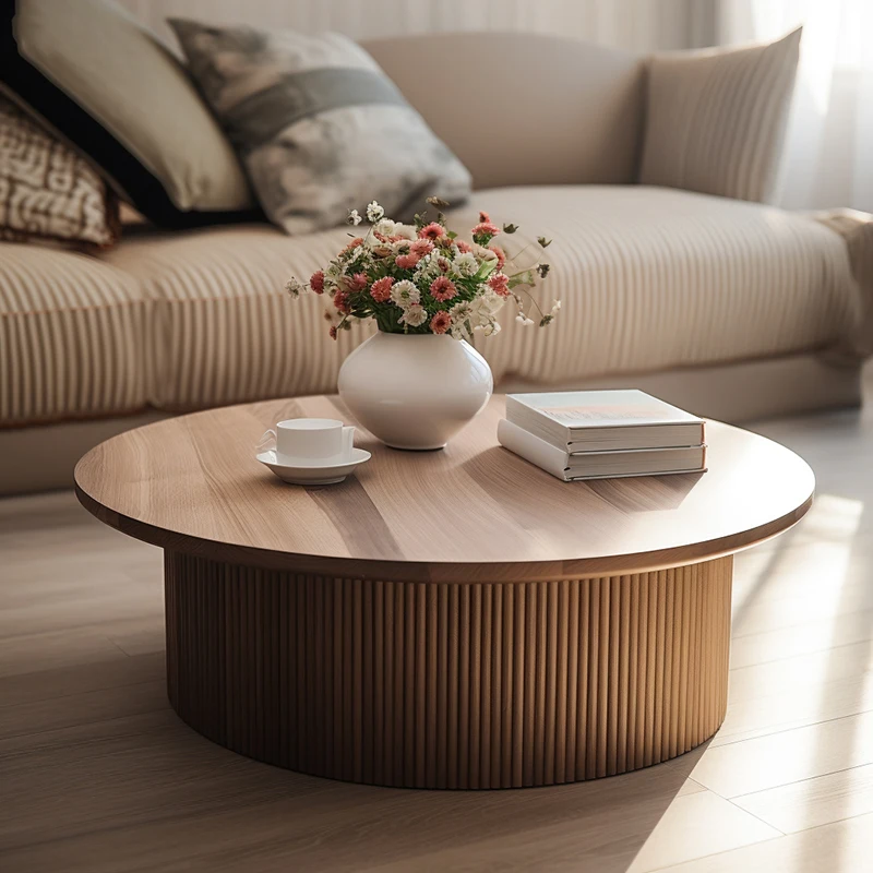 Mrs Woods Living Room Table Coffee Top Grade 100% Oak/Teak Wooden Material Round Coffee Table