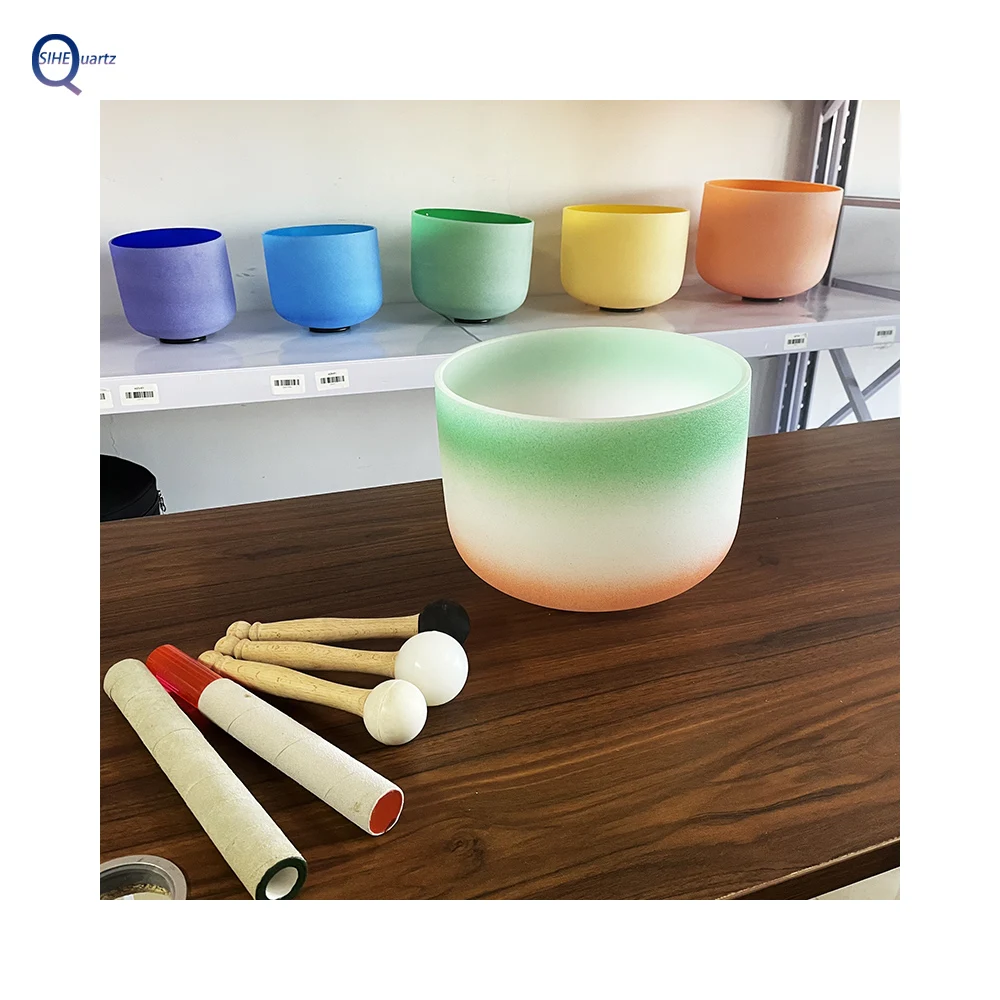 SIHE 6-22 inch  Balance Chakra colorful fused silica quartz crystal singing bowl