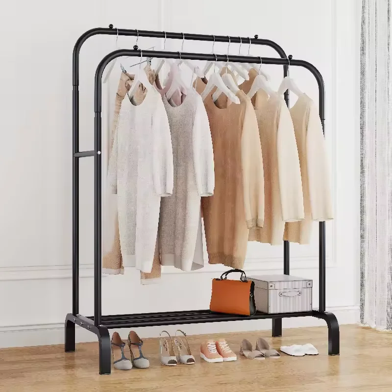 Floor bedroom household clothes rack indoor folding clothes rack double pole clothes rack