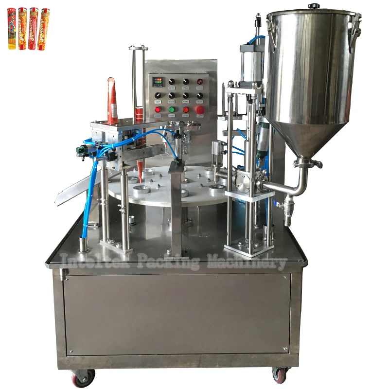 Calippo Cup Filling Sealing Machine Cup Sealing Machinery Rotary Type Calippo Cup Filling Sealing Machine For Yogurt