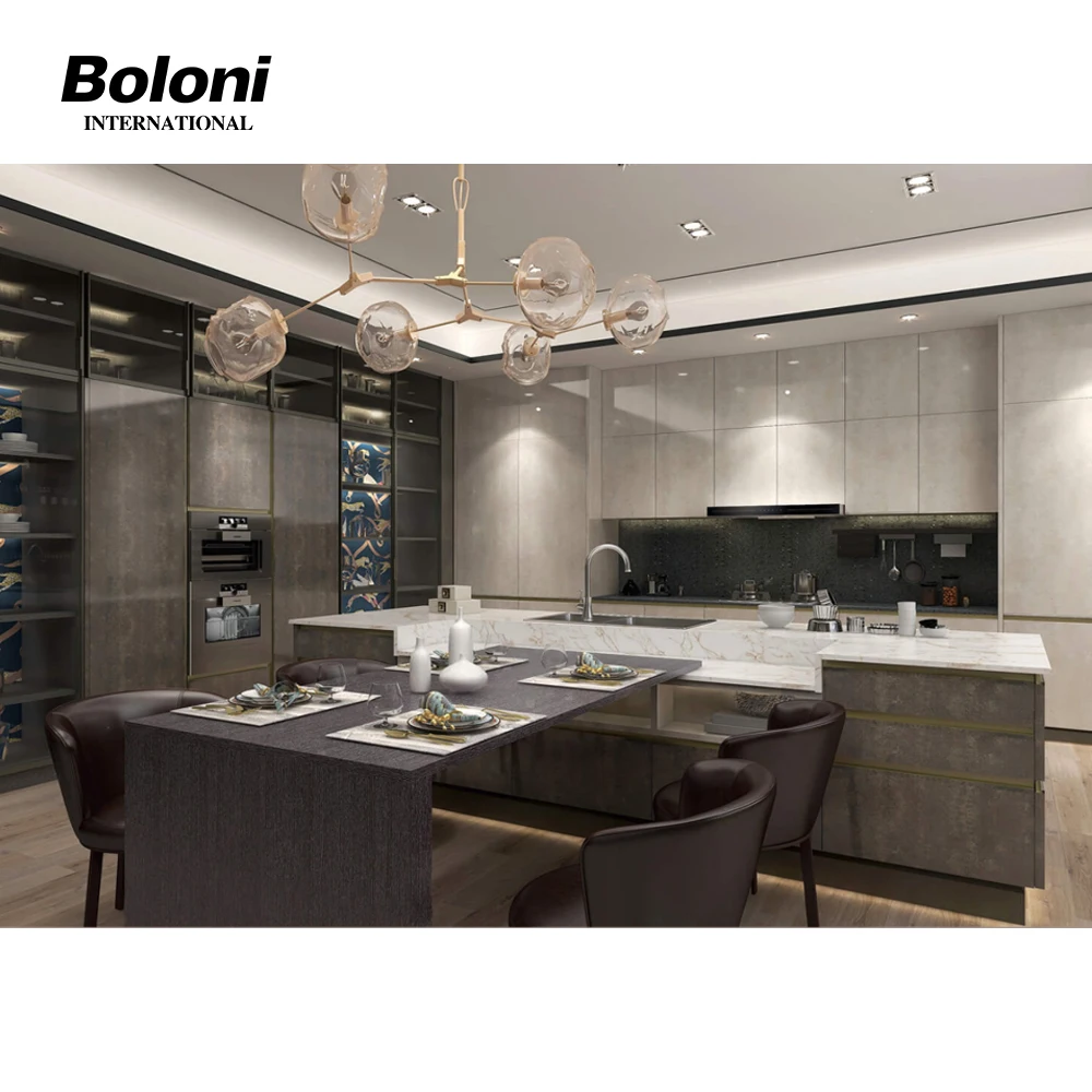 Cheap Price Lacquer Gloss Grey Hotel Modern Style Plywood Flat Pack Kitchen Cabinets Australian Standard