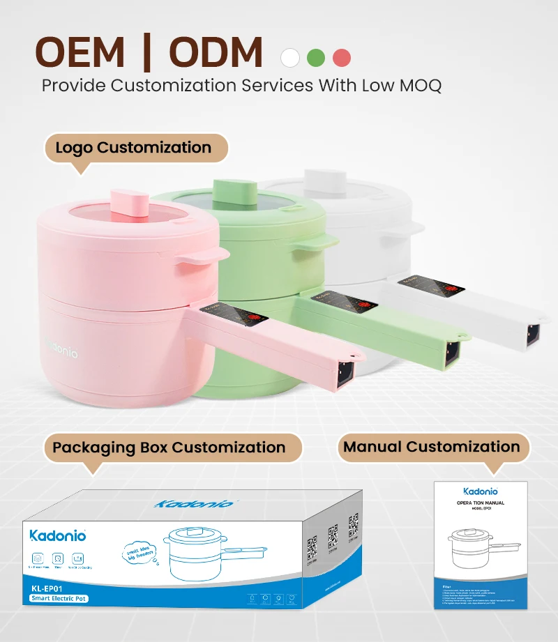 Kadonio Electronic Cooking Pot Professional Restaurant Kitchen Pink Skillets Non Sticky Houseware Cooking Pots