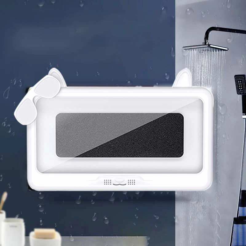 Cartoon cat ear anti fog mobile phone box bathroom toilet waterproof mobile phone bracket holder