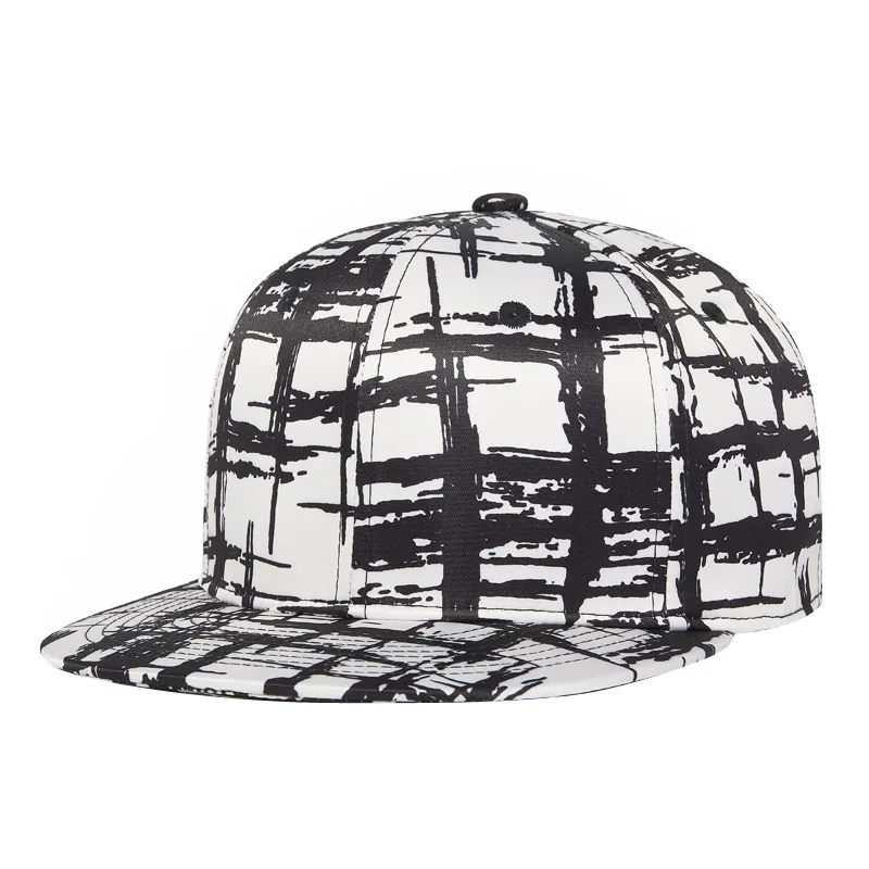Wholesale Customized Polyester Check Printing Adjustable Hip-hop Baseball Hat 