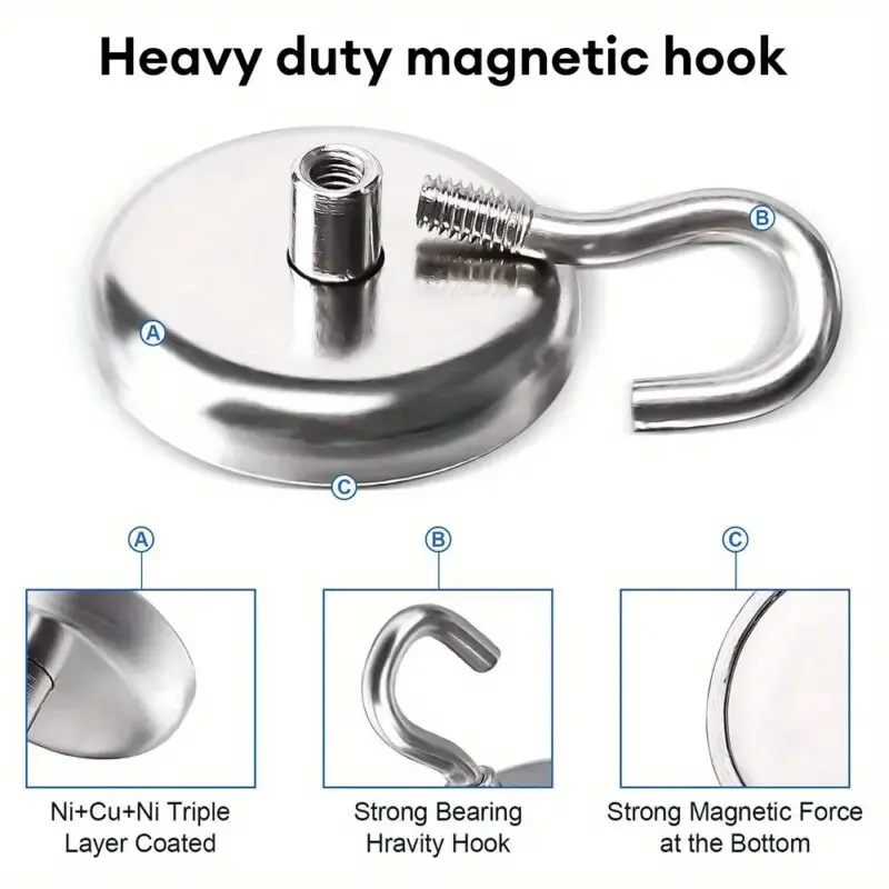 D12mm strong magnet hook high quality round shape neodymium magnetic hook magnet