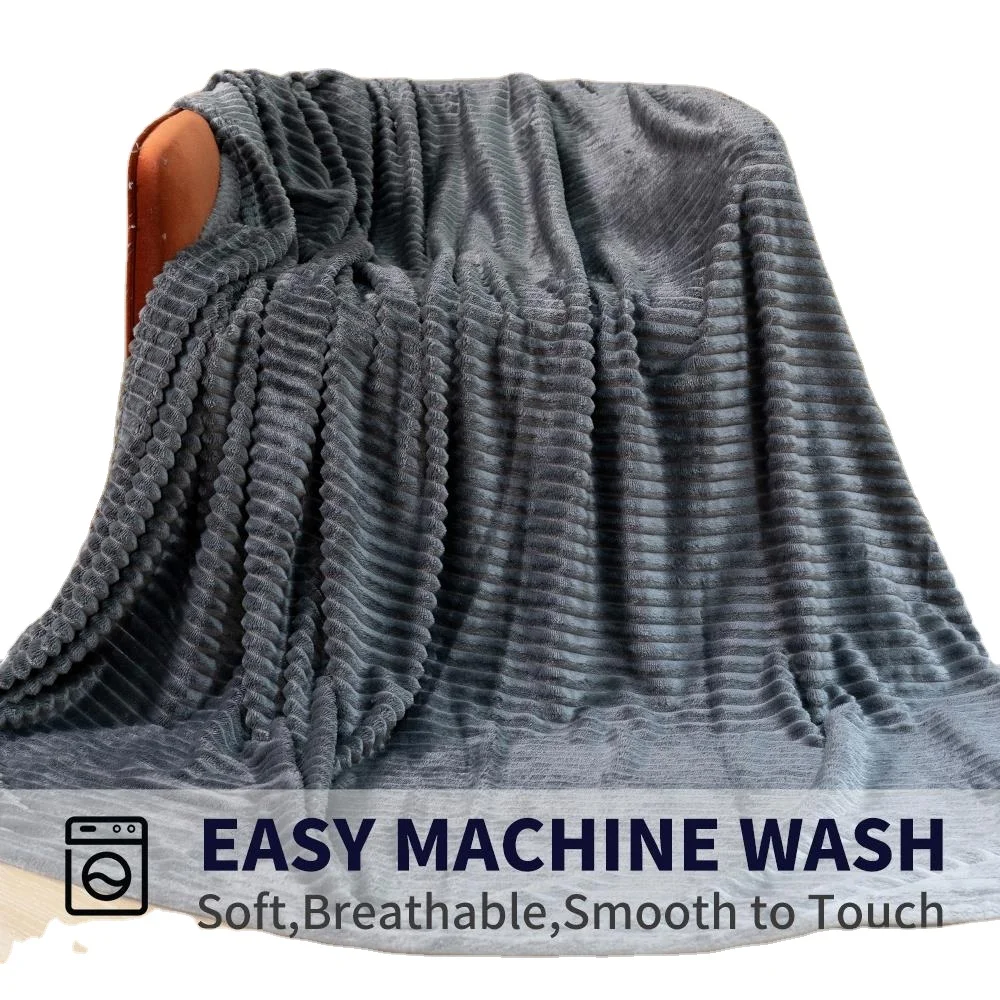 Super Soft Dyed Polar Flannel Fleece Modern Solid Color Design 100 Polyester Striped Throw Blanket Plush Baby Sofa