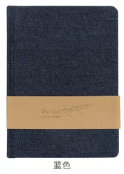 Dark blue & Black Cowboy B6 80g white paper fabric hard cover sketch journal with blank pages