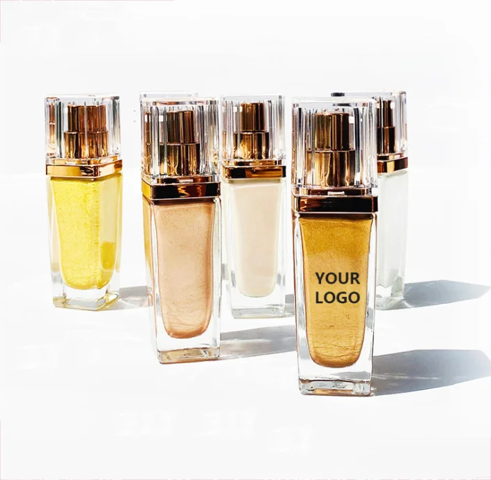 50 PCS Customize Logo Organic Single Liquid Highlighter Makeup No Brand Body Highlight Liquid OEM